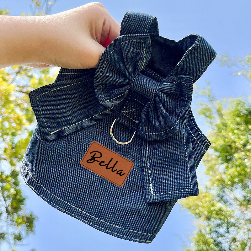 Personalized Leather Patch Pets Denim Skirt | BKPet135