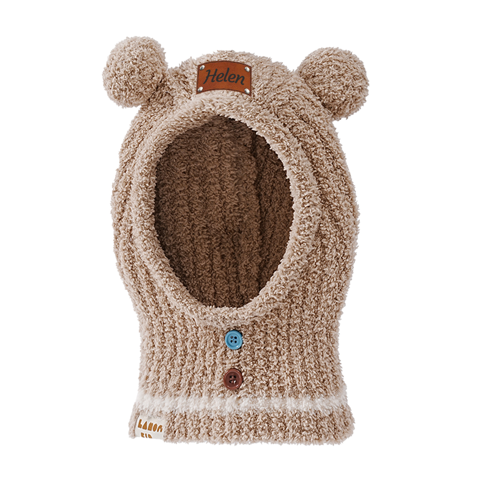 Personalized Leather Patch Kid Knitted Hat|CWBaby123