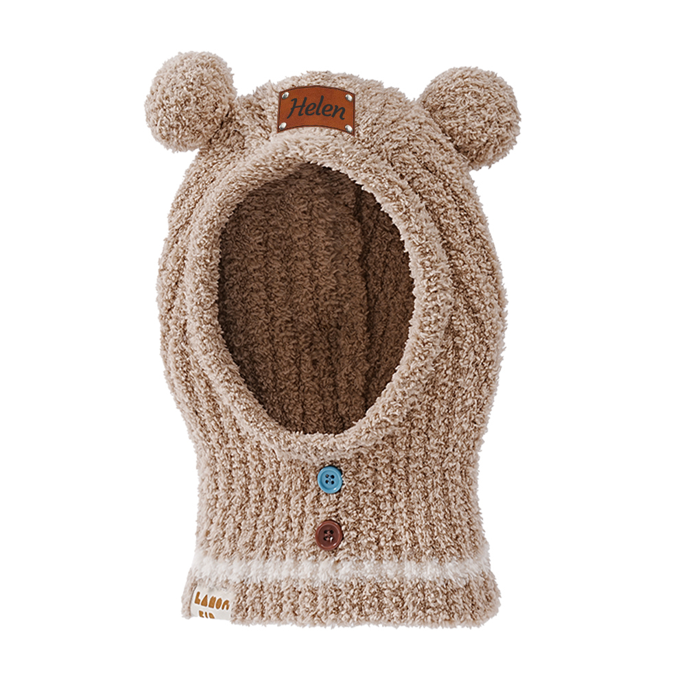 Personalized Leather Patch Kid Knitted Hat|CWBaby123