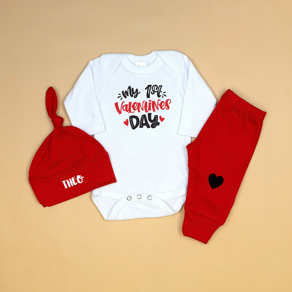 Personalized Baby 1st Valentines Day Outfit Set | CWBaby126