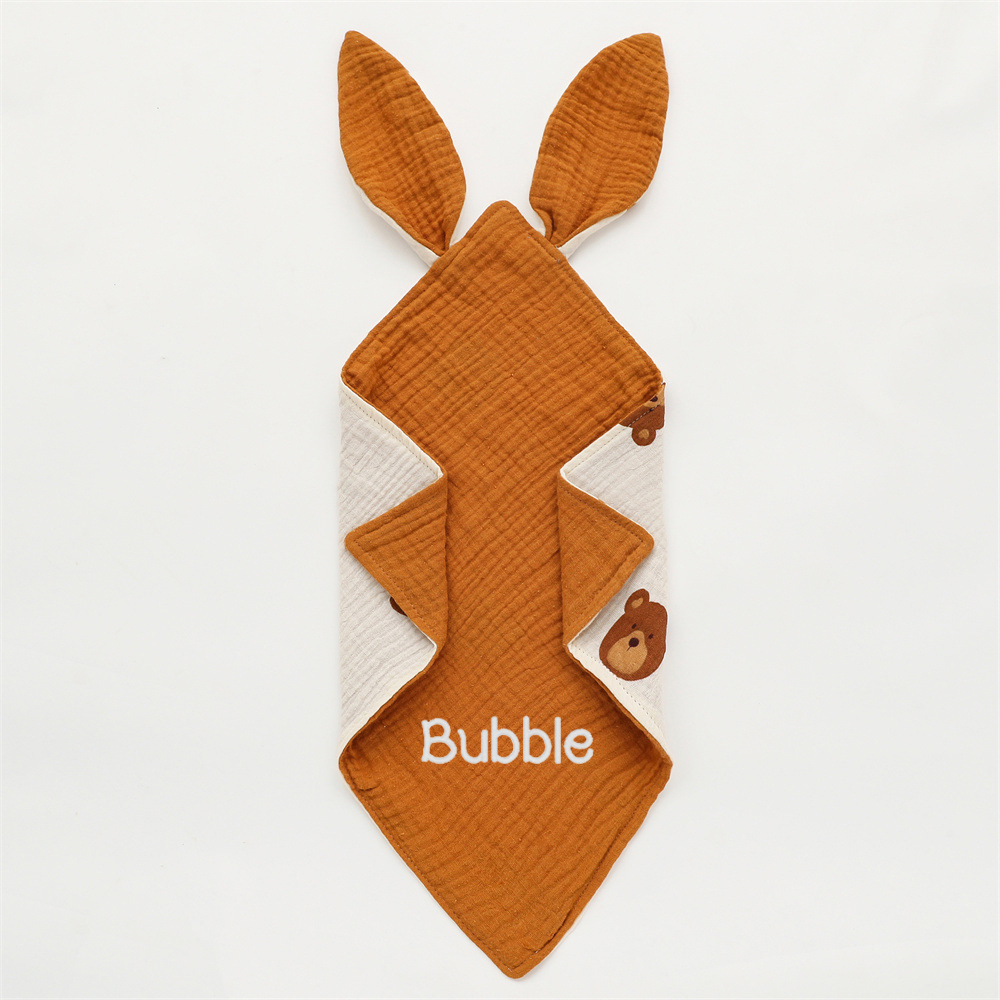Personalized Baby Embroidery Comforter Bunny Sleep Towel | CWBaby126