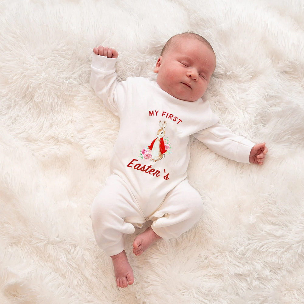 Personalized Baby First Easter Ropmer and Hat Set | CWBaby139