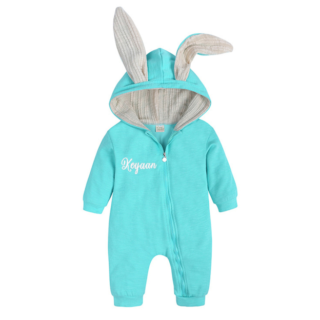 Personalized Easter Baby Bunny Ears Romper | CWbaby4001