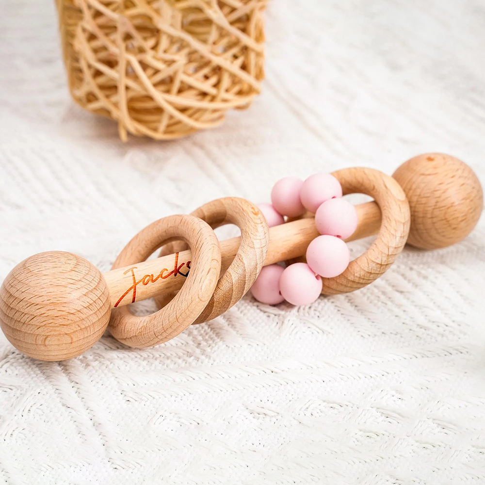 Personalized Cute Baby Wooden Rattle | CWBaby152