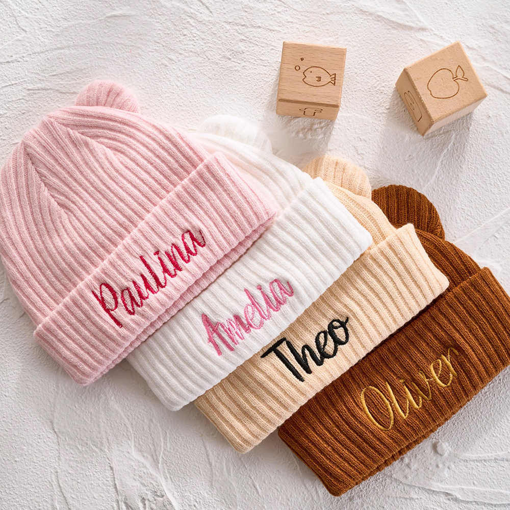 Personalized Embroidery Lovely Bear Baby Beanie for Comfort & Unique | HSKid57