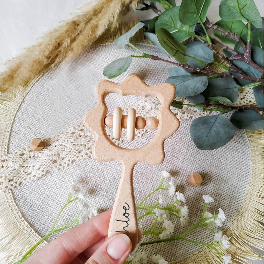 Personalized Baby Wooden Lovely Shape Rattle | CWBaby153