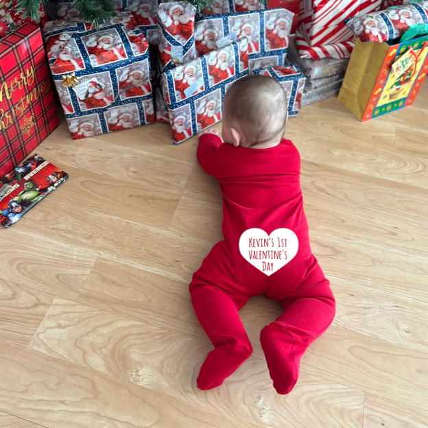 Personalized Baby First Valentine Cozy Soft Long Sleeve Romper | MCGift9001