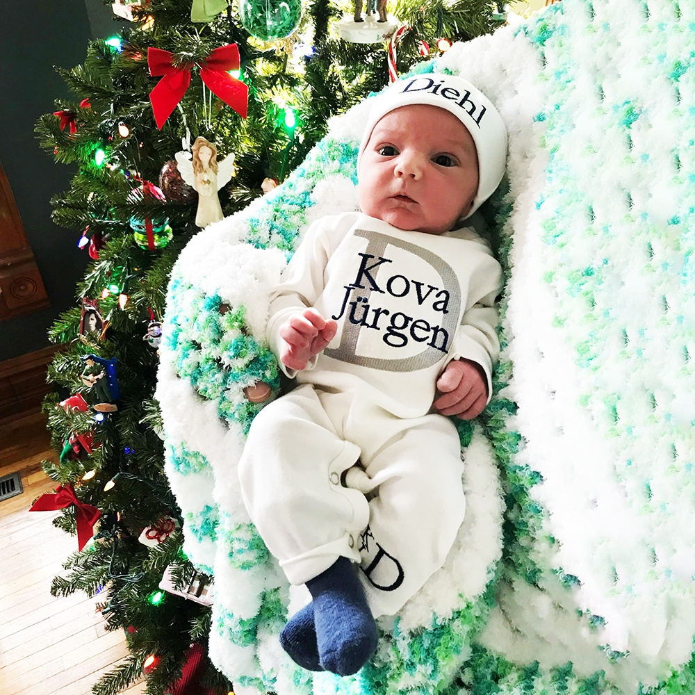 Personalized Embroidery Monograms Baby Coming Home Ropmer and Hat Set | CWBaby160