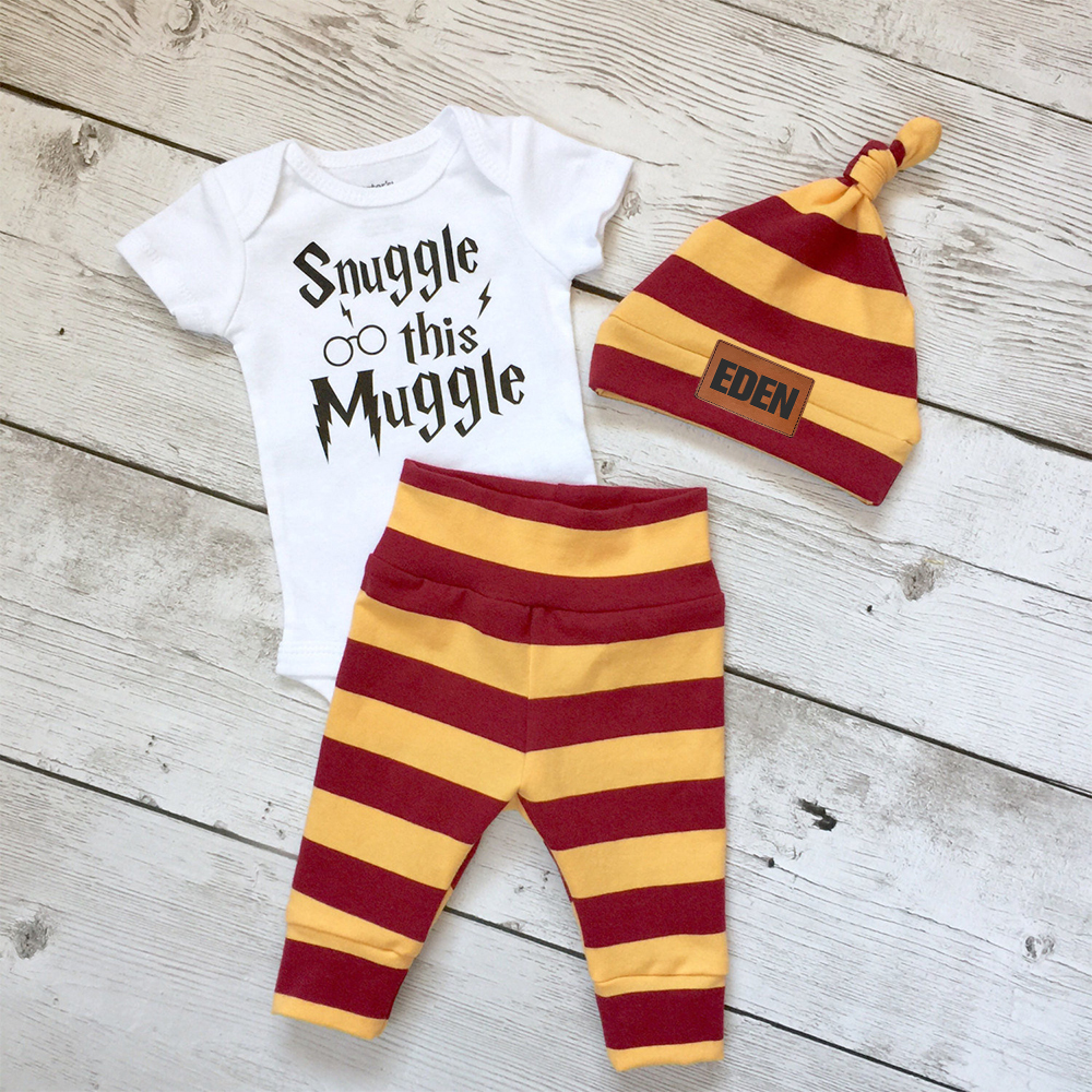 Personalized Baby Snuggle This Muggle 3 Piece Outfit Set | CWBaby169