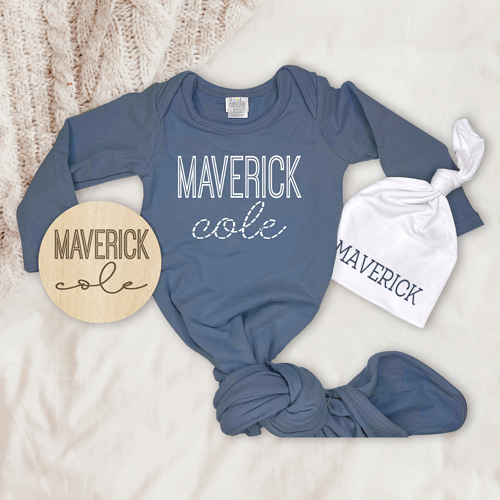 Personalized Cozy Newborn Bamboo Knotted Gown | CWbaby174
