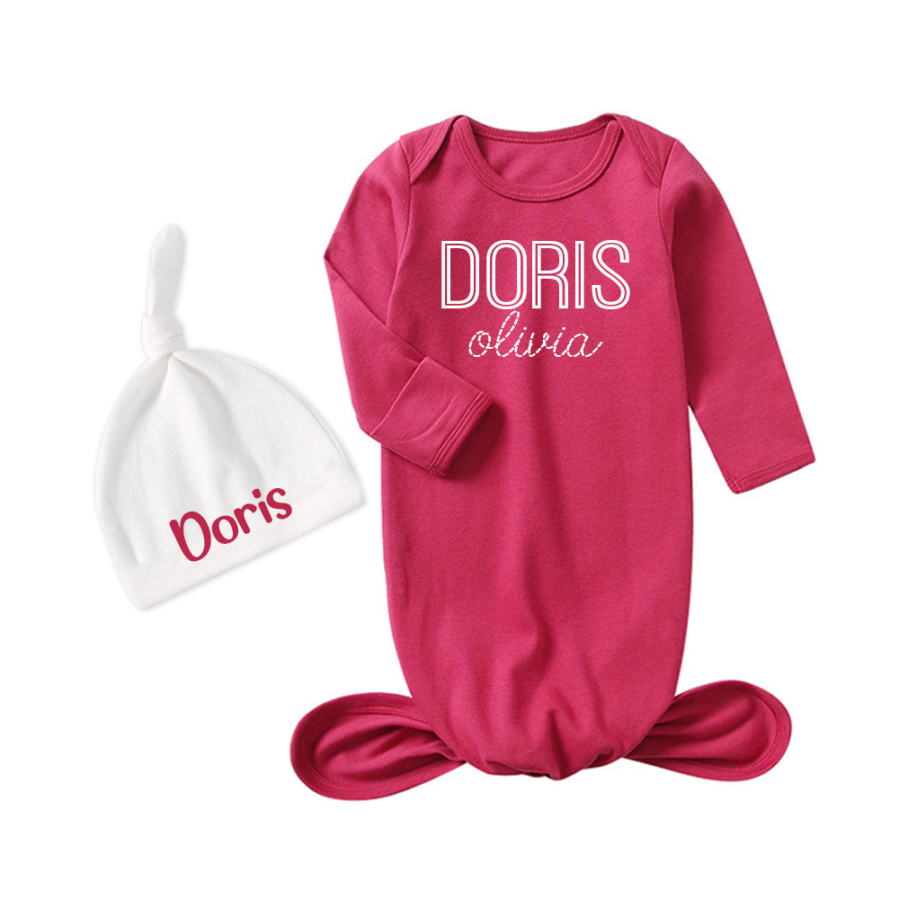 Personalized Cozy Newborn Bamboo Knotted Gown | CWbaby174
