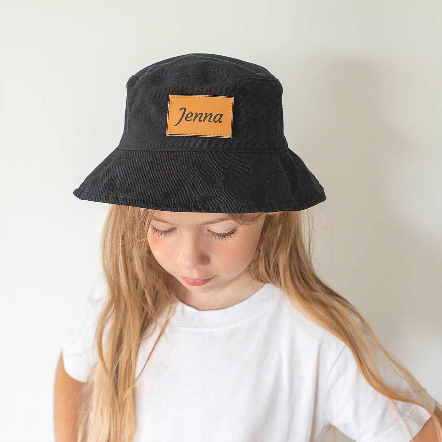 Personalized Kid Leather Patch Bucket Sunbonnet for Comfort & Unique | CWBeach157