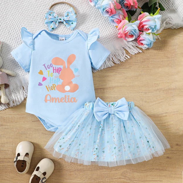 Personalized Baby Girl Happy Easter TUTU Outfit Set | CWBaby182