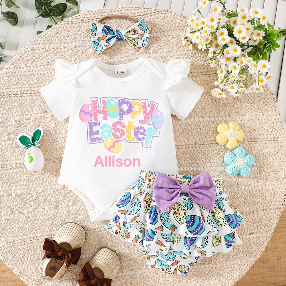 Personalised Baby Girl First Easter Outfit Set | CWBaby184