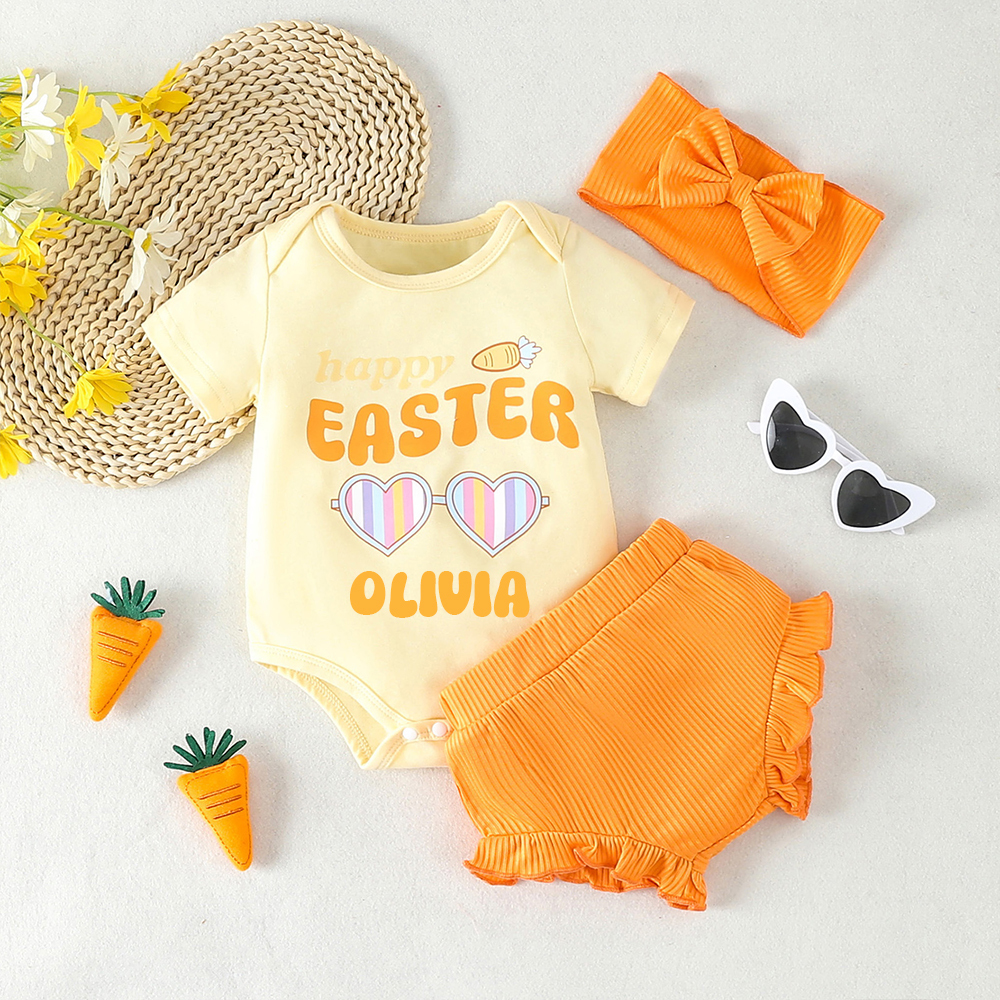 Personalised Baby Easter Print Shorts Outfit Set | CWBaby187