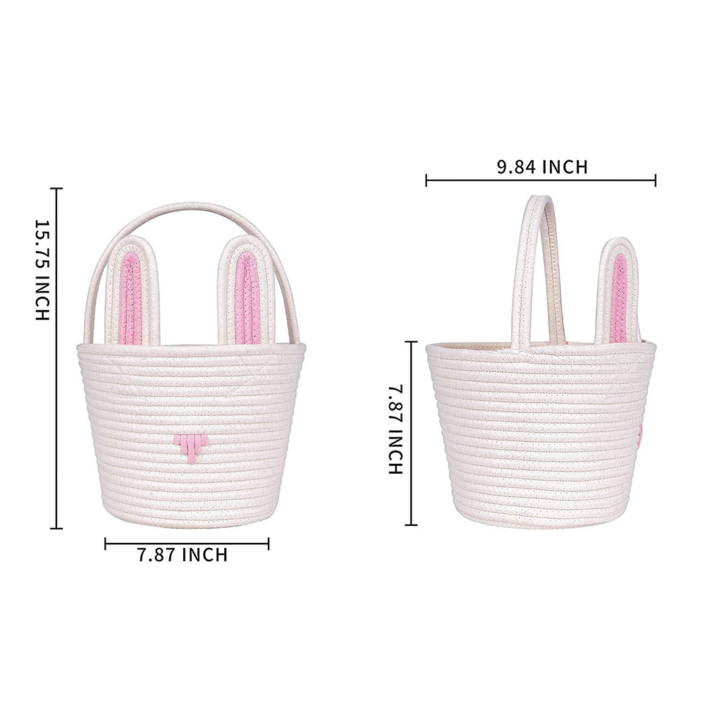 Personalized Easter Handmade Cotton Rope Bunny Basket | CWEaster38