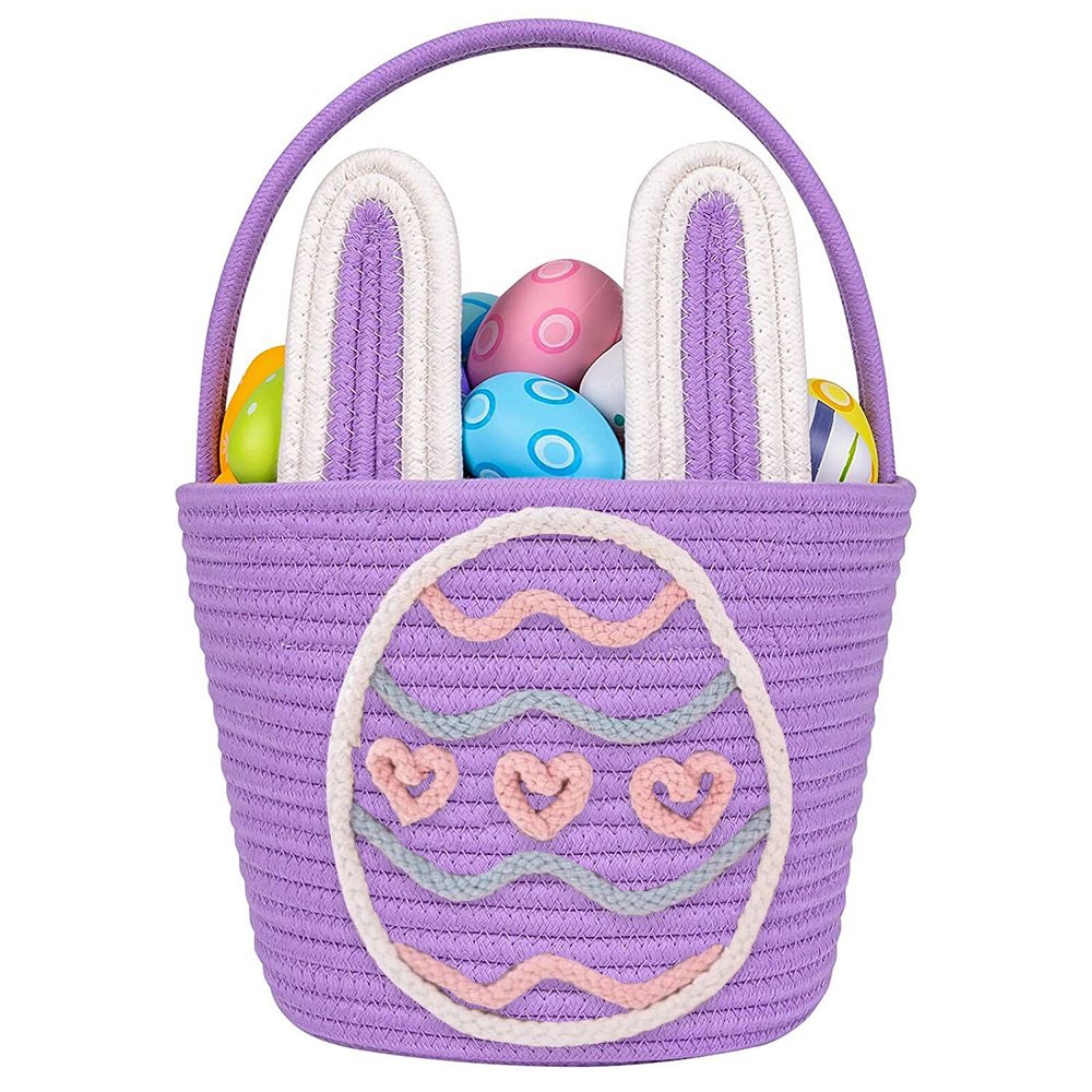 Personalized Handmade Easter Cotton Rope Bunny Basket | CWEaster38