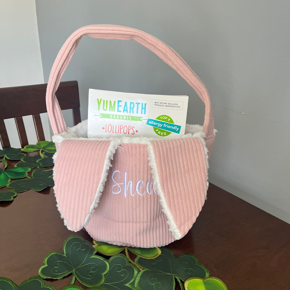 Personalized Embroidered Corduroy Easter Bunny Basket | CWEaster43