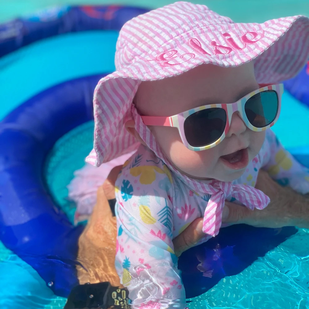 Personalized Embroidery Seersucker Sun Protection Hat | CWBeach161