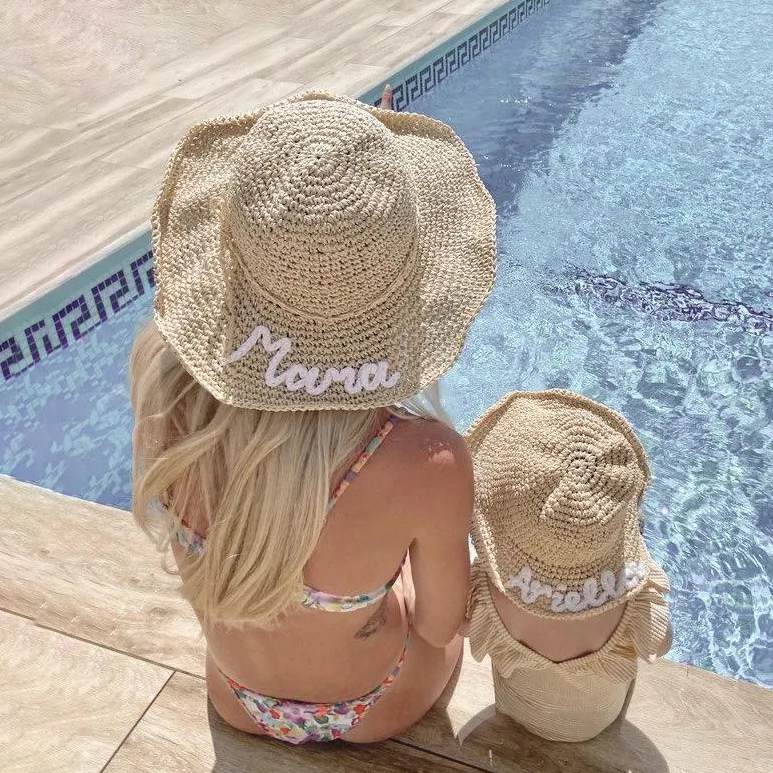 Personalized Embroidered Straw Floppy Hat for Comfort & Unique | CWBeach160