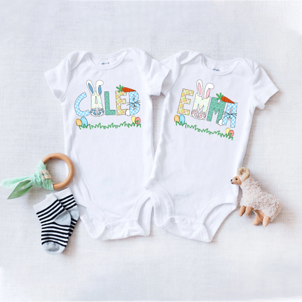 Personalized Baby Cute Easter Bunny Romper | CWEaster51