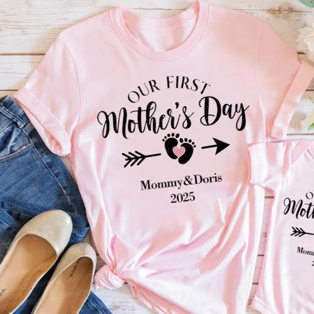 Personalized First Mother's Day Mommy and Baby Outfit | CWFamily23