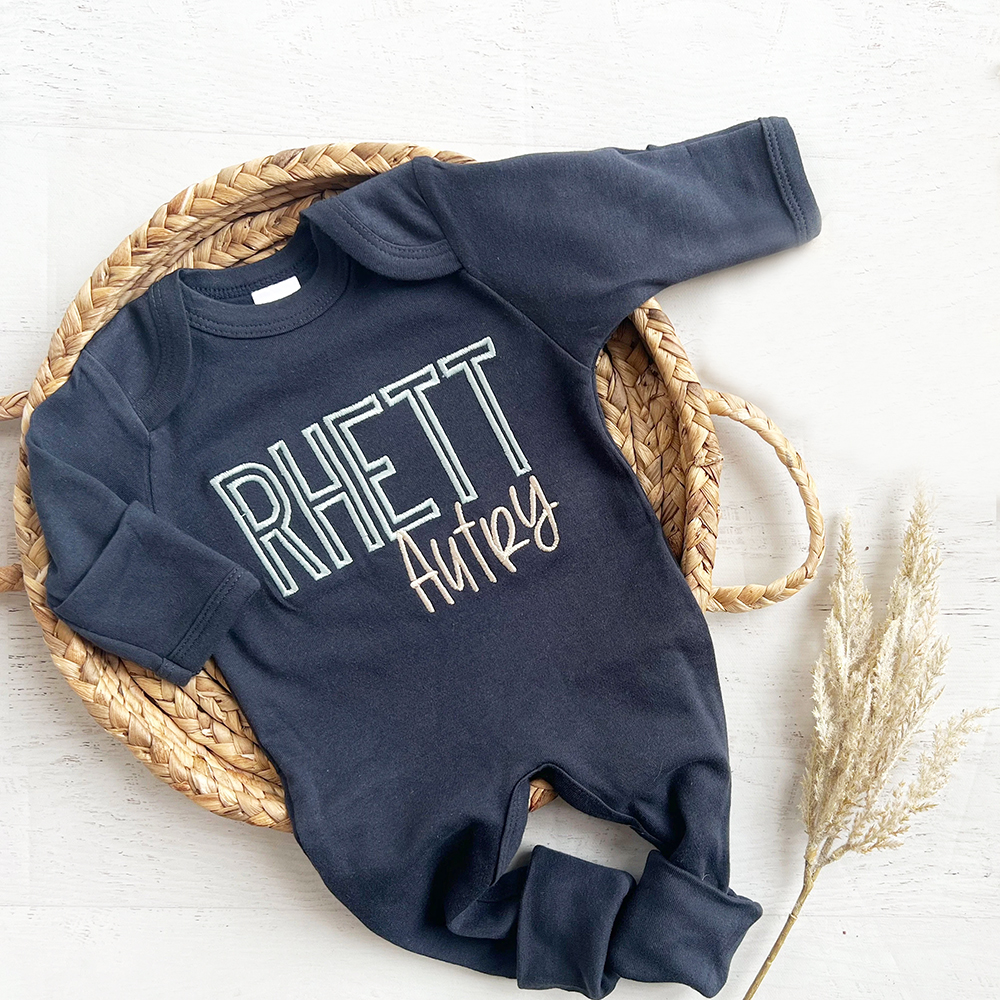 Personalized Embroidery Baby Coming Home Romper and Hat Set | CWBaby203