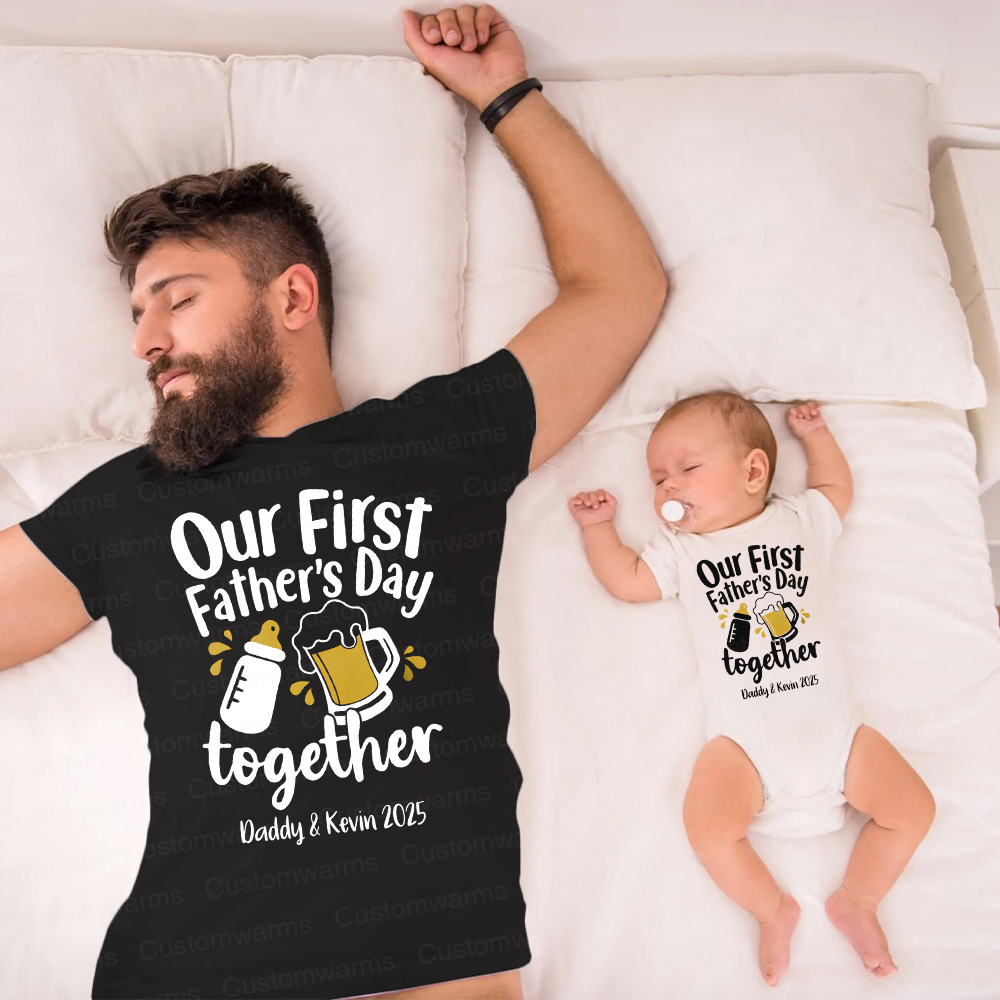 Personalized First Father's Day Daddy and Baby Outfit | CWFamily42