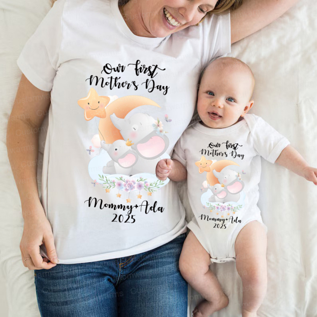 Personalized First Mother's Day Mommy and Baby Outfit | CWFamily41