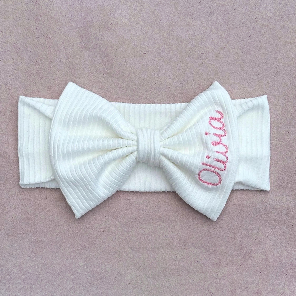 Personalized Embroidery Baby Girl Stretchy Bow Headband | CWBaby208
