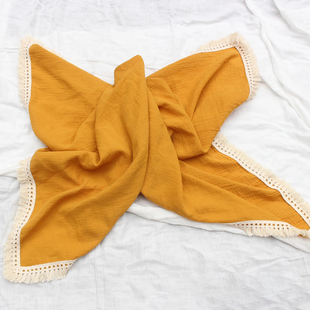 Personalized Fringe Leather Patch Baby Blanket | CWBaby49