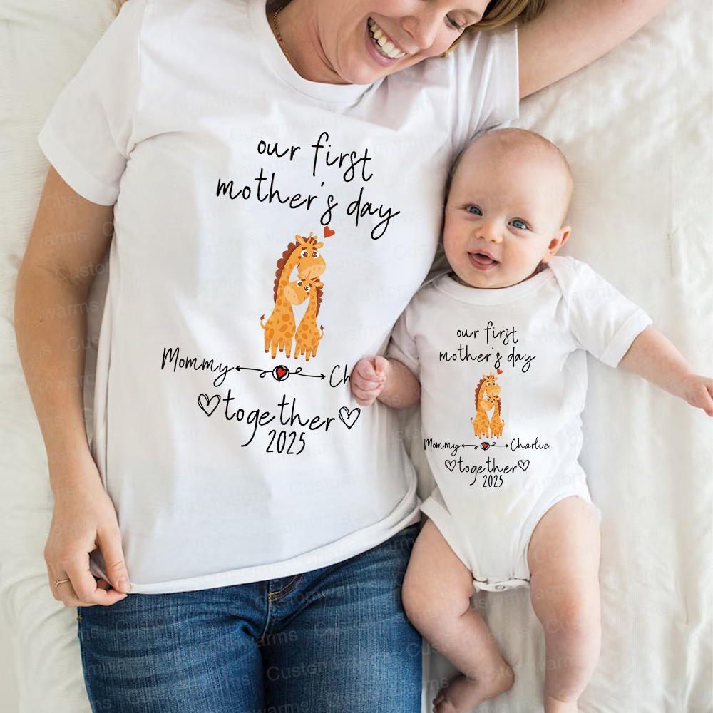 Personalized First Mother's Day Mommy and Baby Outfit | CWFamily43