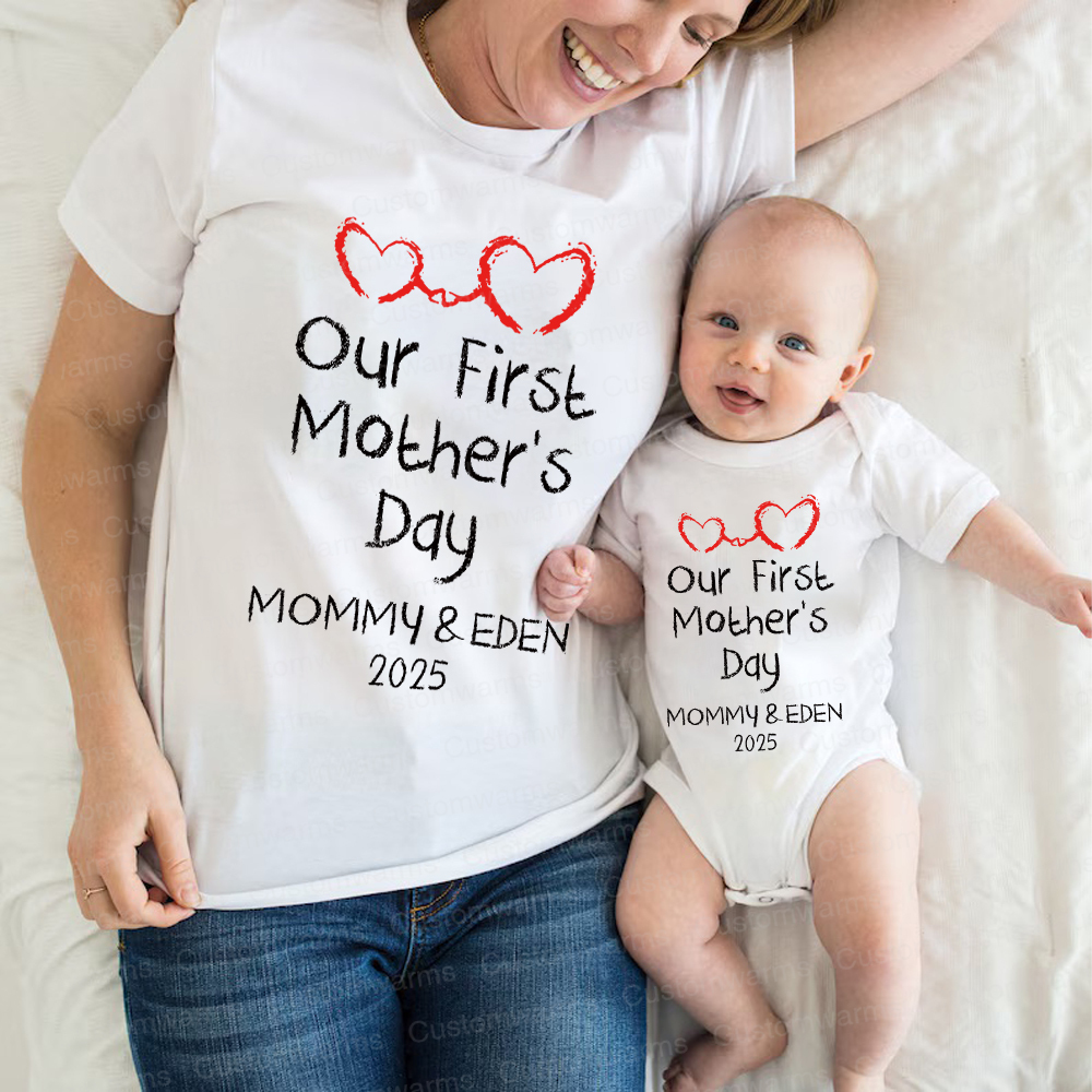 Personalized First Mother's Day Mommy and Baby Outfit | CWFamily44