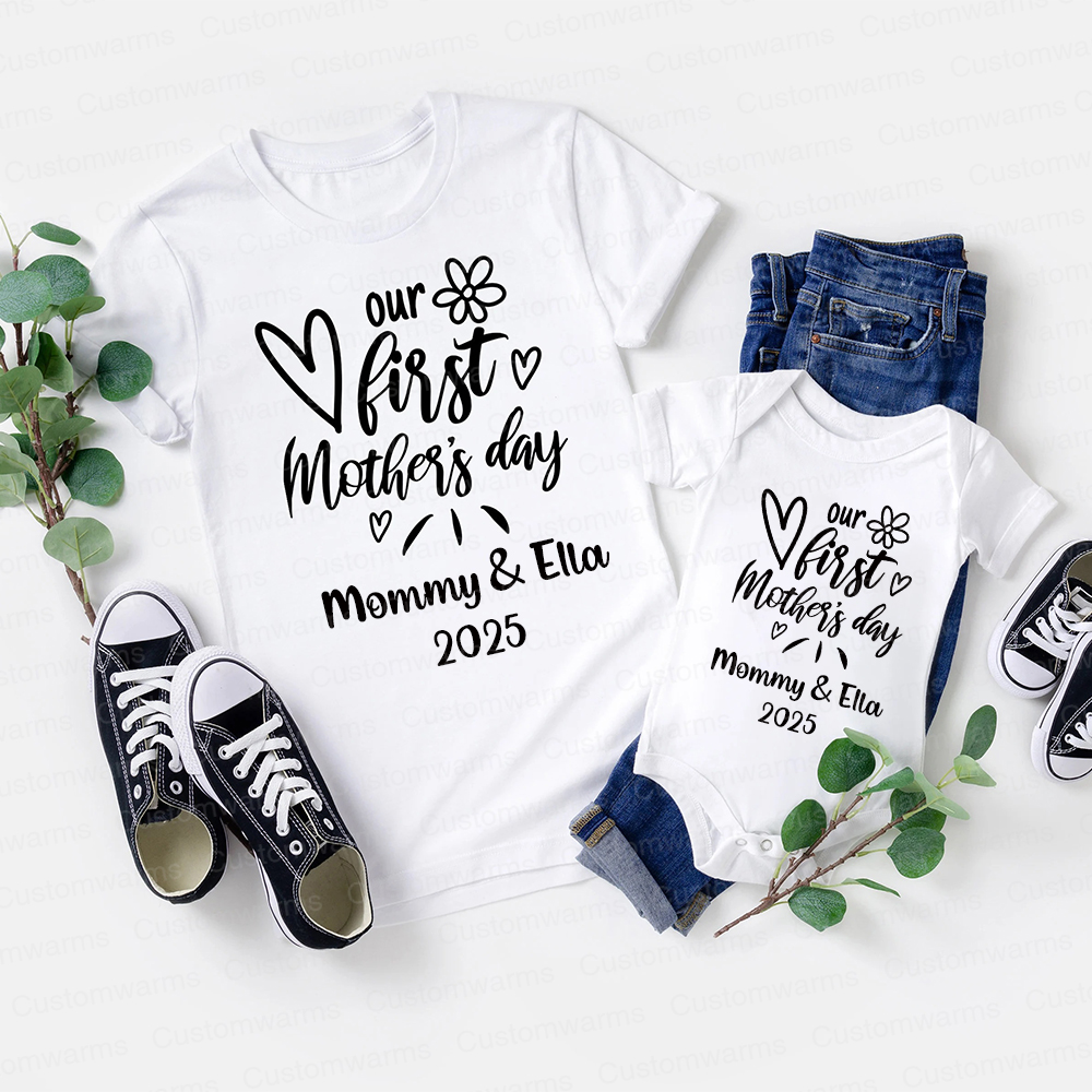 Personalized First Mother's Day Mommy and Baby Outfit | CWFamily45