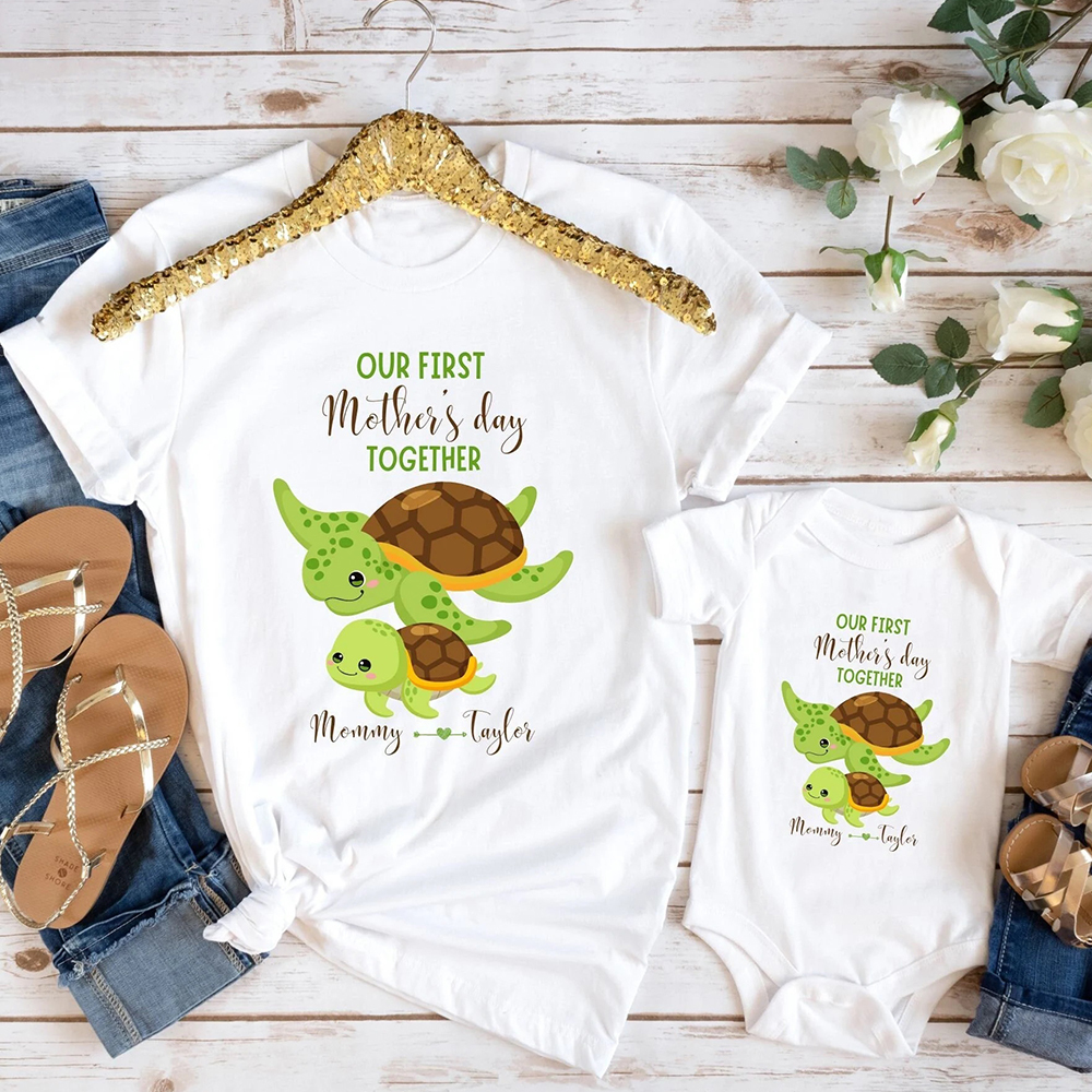 Personalized First Mother's Day Mommy and Baby Outfit | CWFamily46