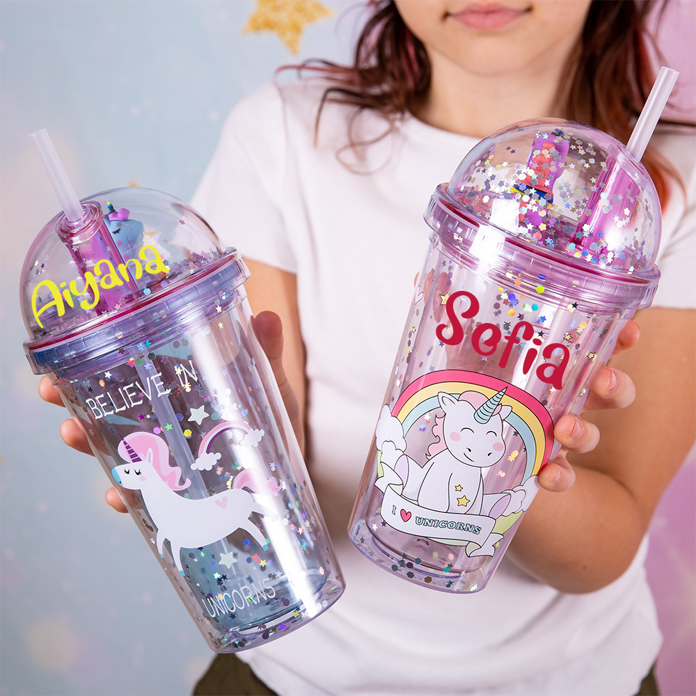 Personalised BPA Free 15oz Kid Unicorn Tumblers Bottles | YouBottle69