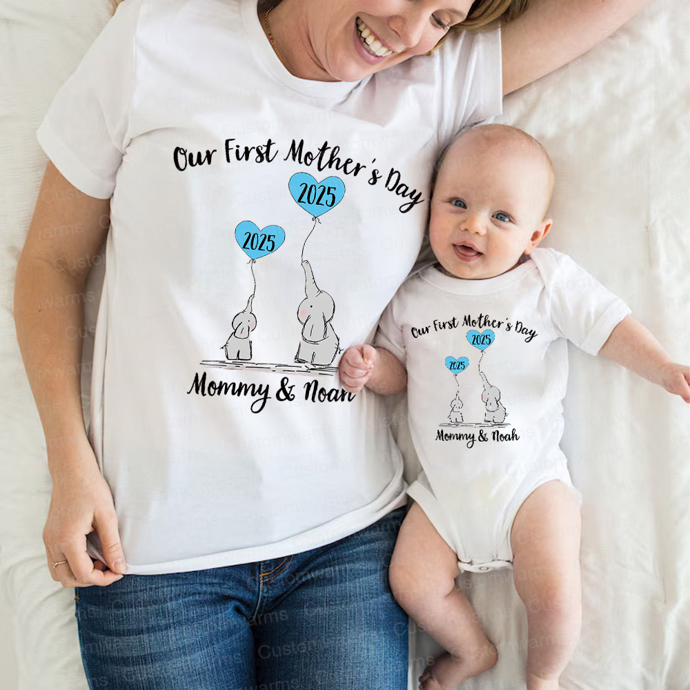 Personalized First Mother's Day Mommy and Baby Outfit | CWFamily48