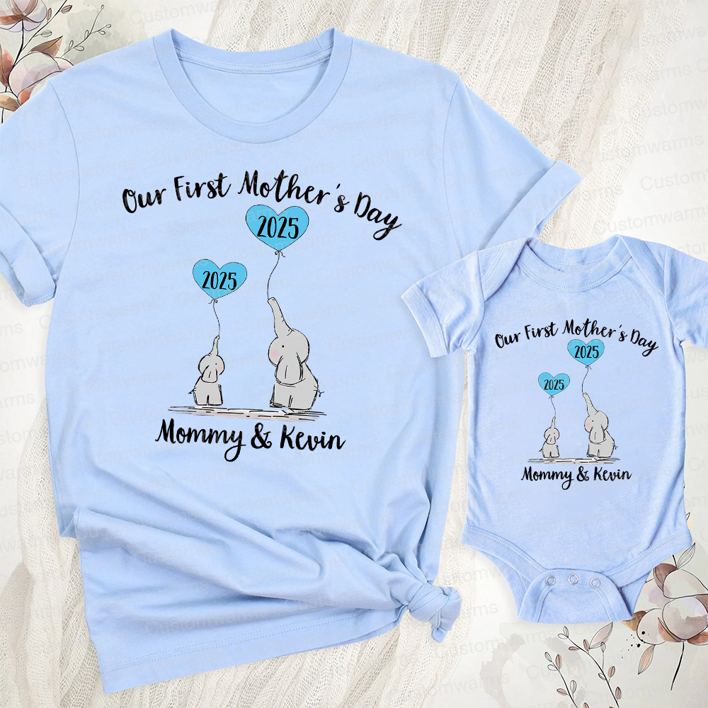 Personalized First Mother's Day Mommy and Baby Outfit | CWFamily48