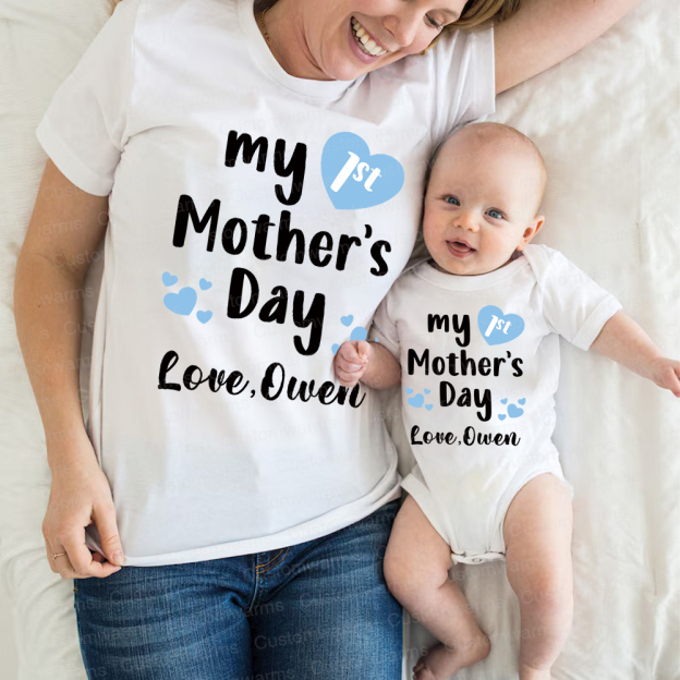 Personalized First Mother's Day Mommy and Baby Outfit | CWFamily49