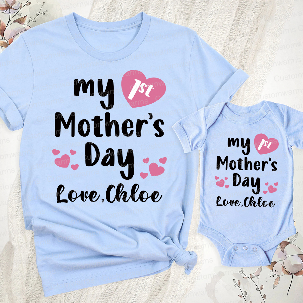 Personalized First Mother's Day Mommy and Baby Outfit | CWFamily49