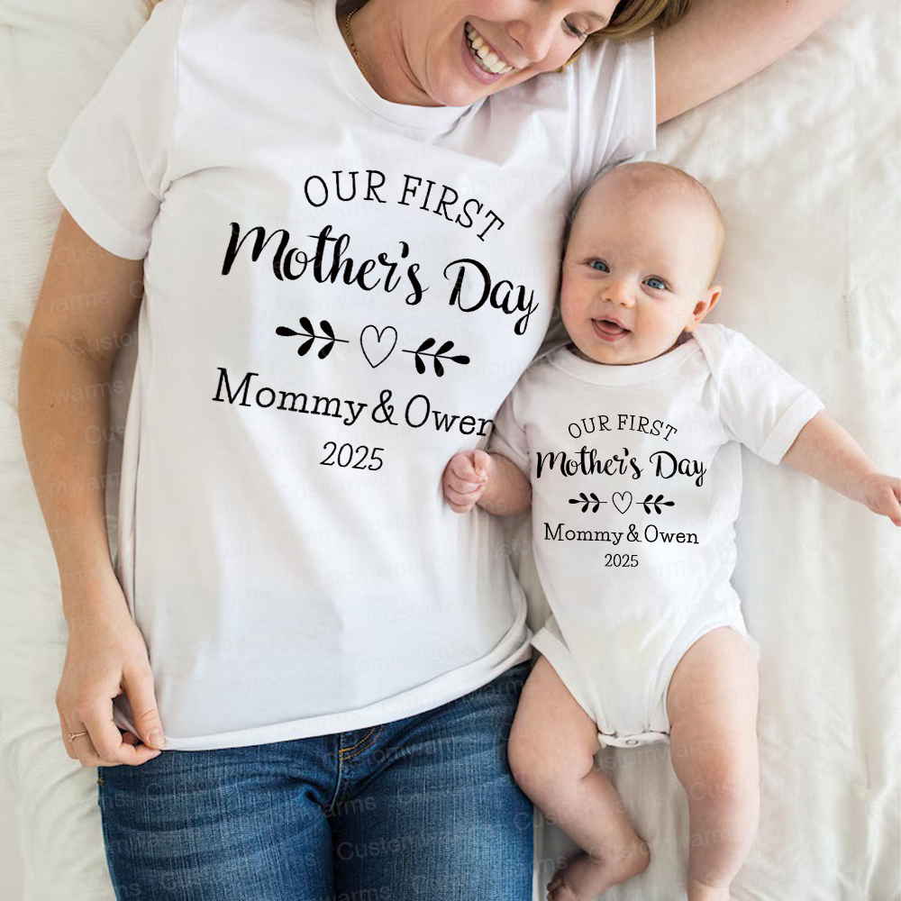 Personalized First Mother's Day Mommy and Baby Outfit | CWFamily50