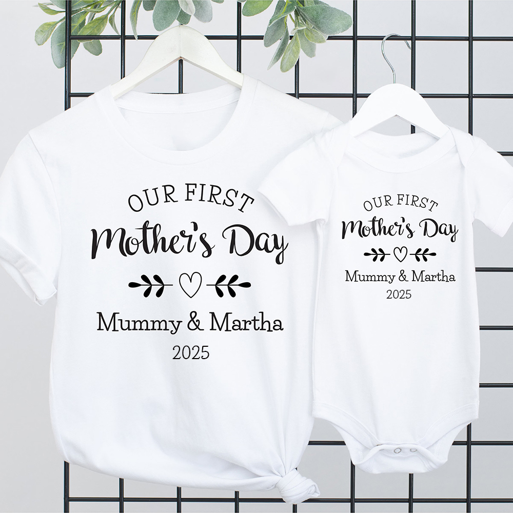 Personalized First Mother's Day Mommy and Baby Outfit | CWFamily50
