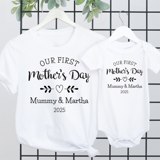 Personalized First Mother's Day Mommy and Baby Outfit | CWFamily50