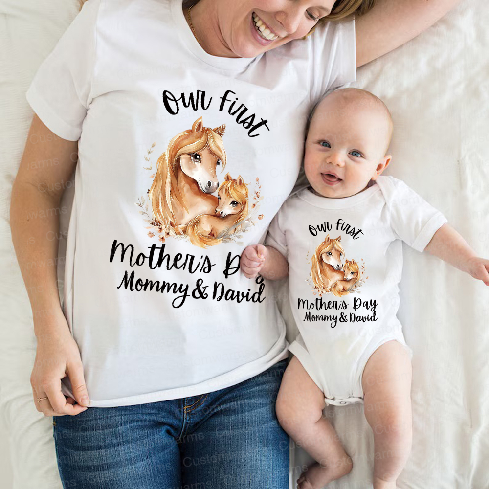 Personalized First Mother's Day Mommy and Baby Outfit | CWFamily51