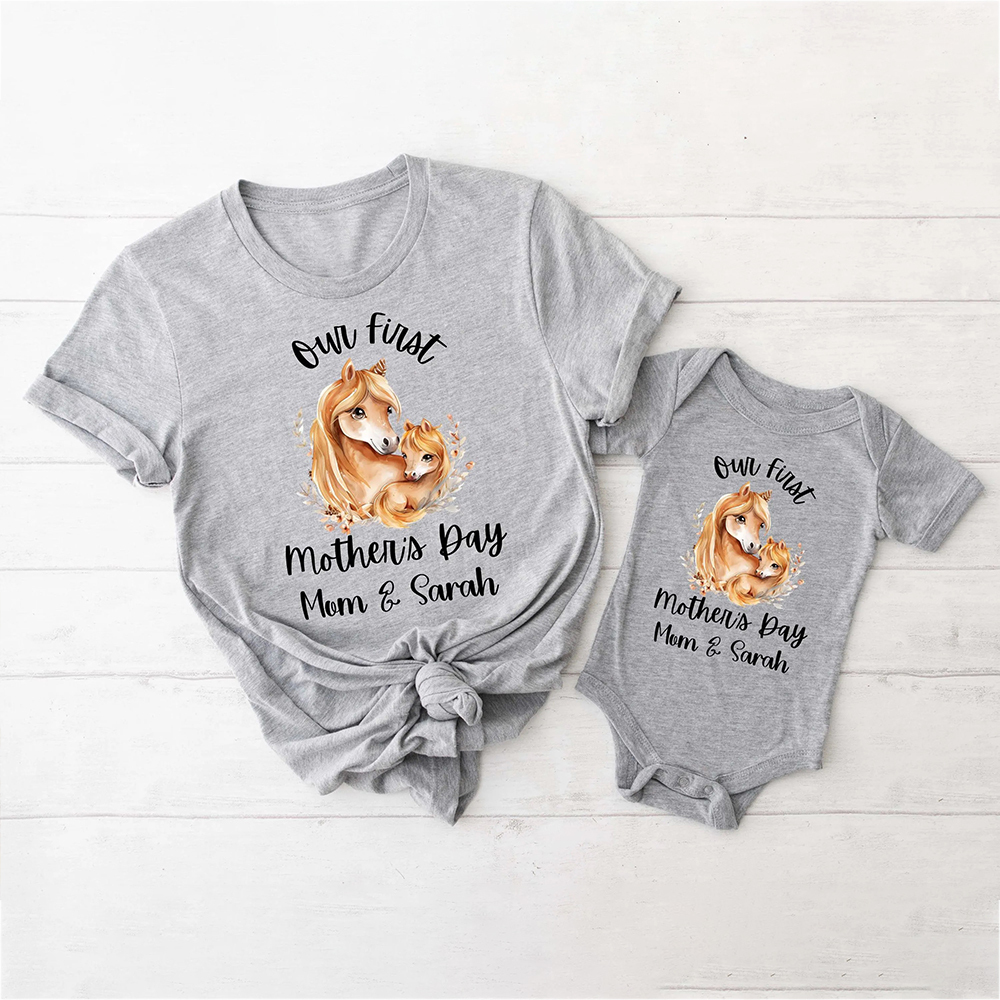 Personalized First Mother's Day Mommy and Baby Outfit | CWFamily51