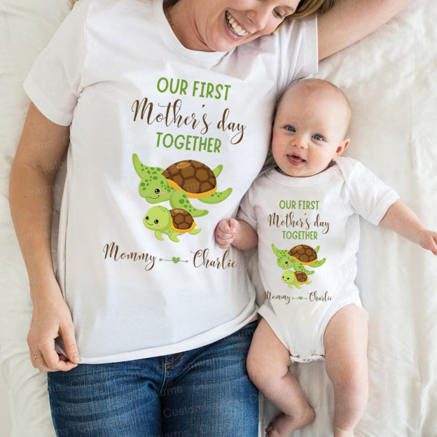 Personalized First Mother's Day Mommy and Baby Outfit | CWFamily46