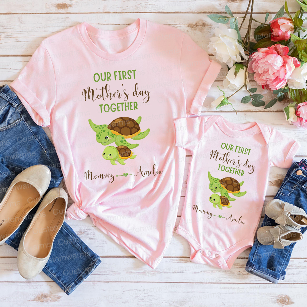 Personalized First Mother's Day Mommy and Baby Outfit | CWFamily46