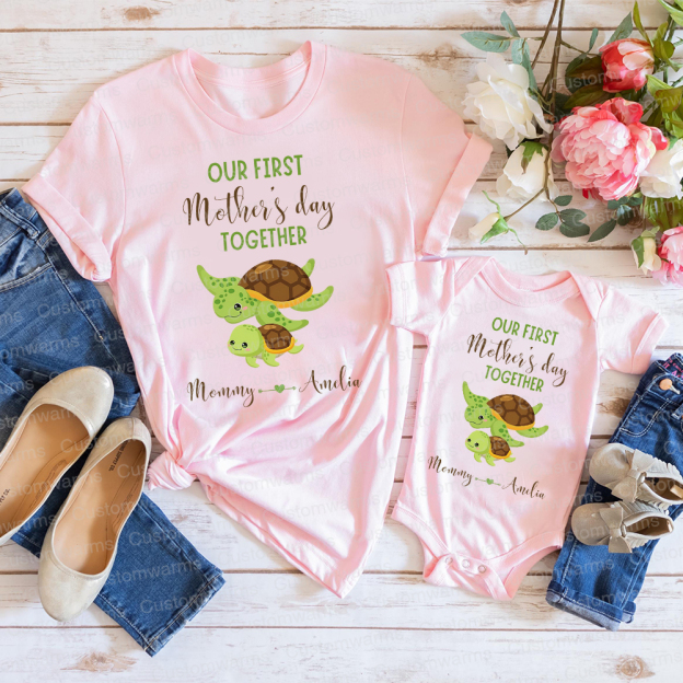 Personalized First Mother's Day Mommy and Baby Outfit | CWFamily46