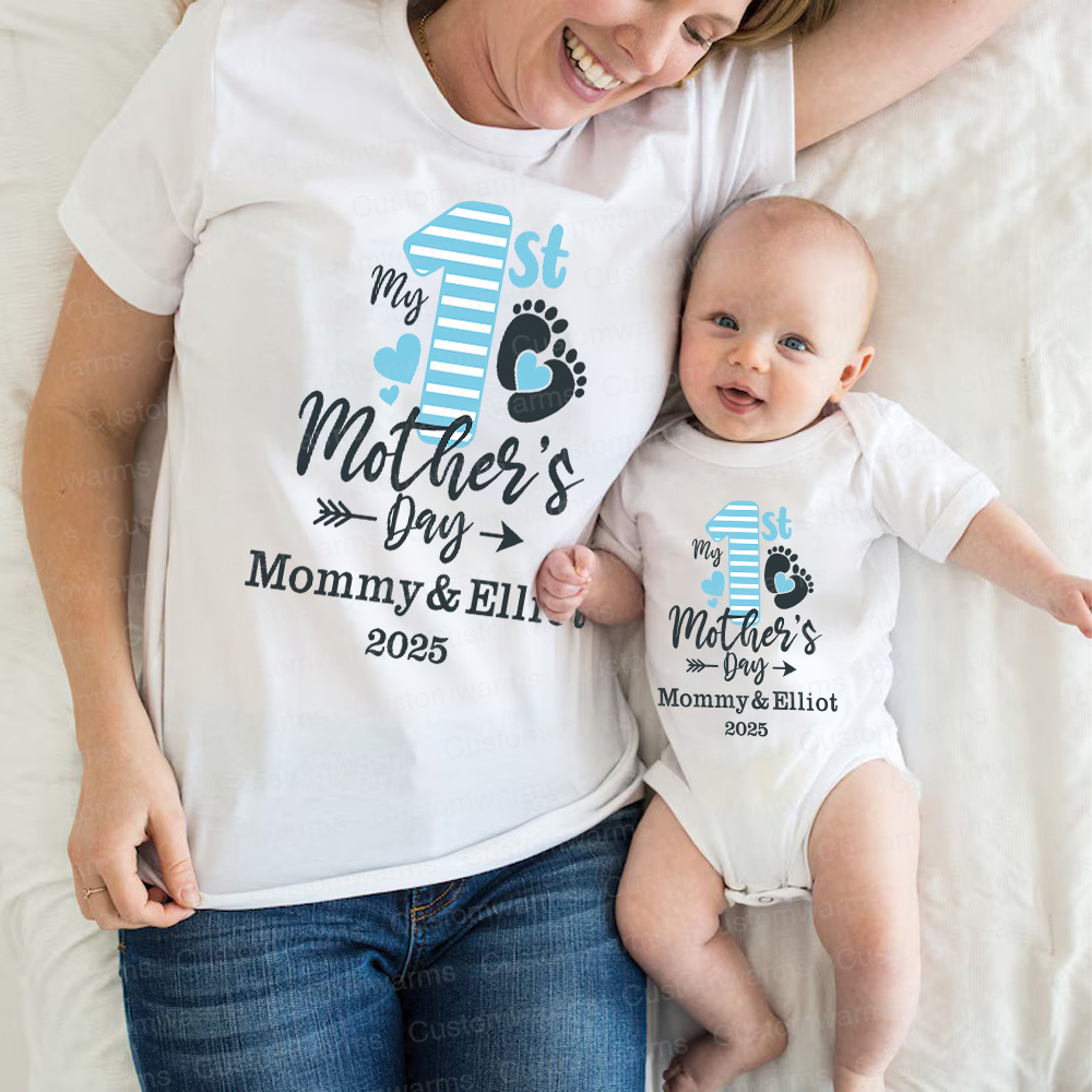 Personalized First Mother's Day Mommy and Baby Outfit | CWFamily54