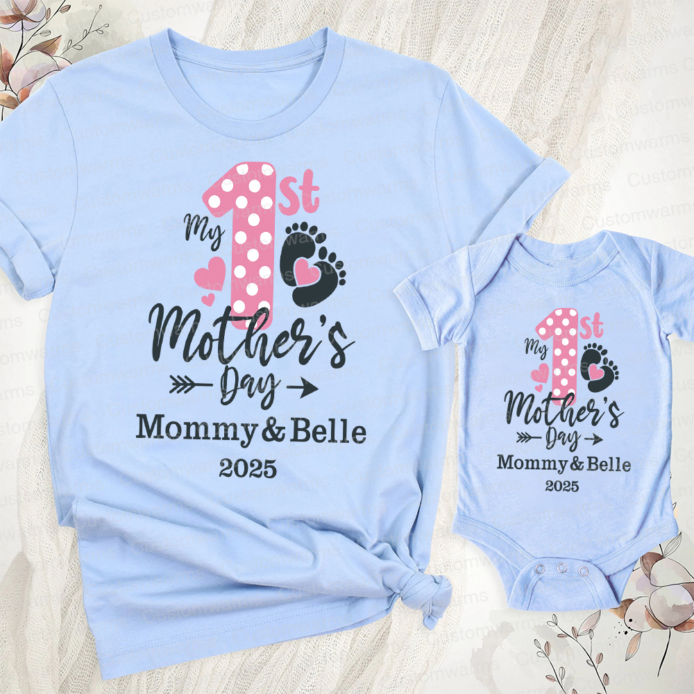 Personalized First Mother's Day Mommy and Baby Outfit | CWFamily54